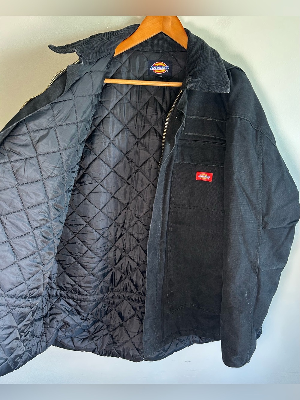 Vintage Dickies Detroit Style Quilt Insulated Duck Canvas Work Jacket XL Black - Picture 5 of 12